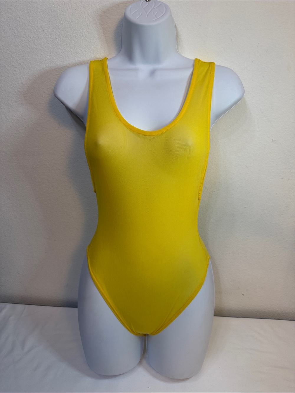 Aria Bright Yellow Scoop Neck Bodysuit Tank